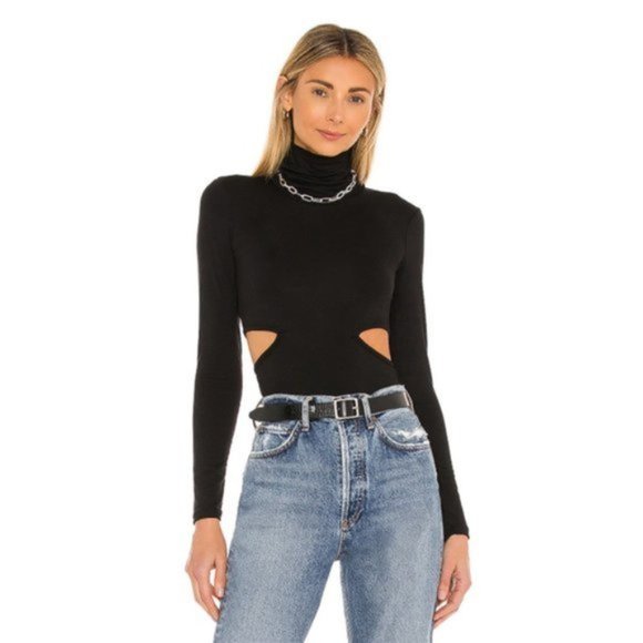 Lovers + Friends Tops - NWT Lovers + Friends Isana Turtleneck Cut Out Long Sleeve Top Black Small